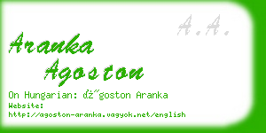 aranka agoston business card